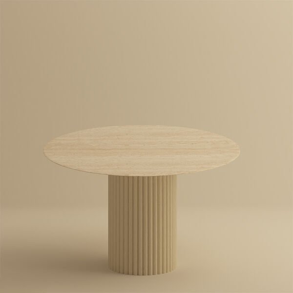 Yuvarlak Traverten Taş Line Masa