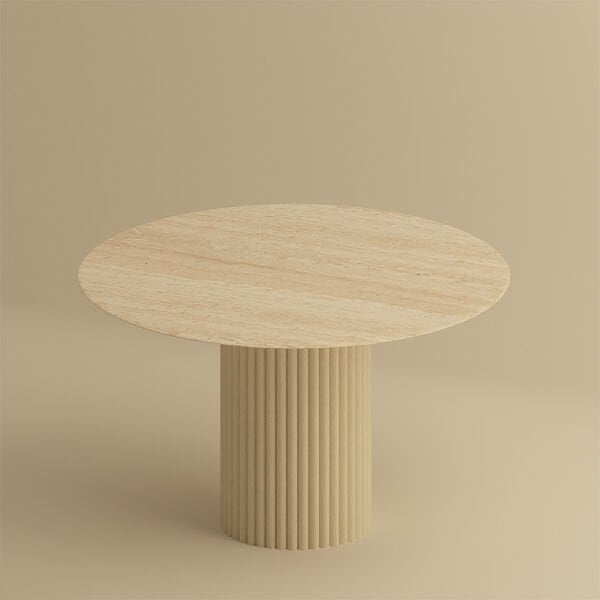 Yuvarlak Traverten Taş Line Masa