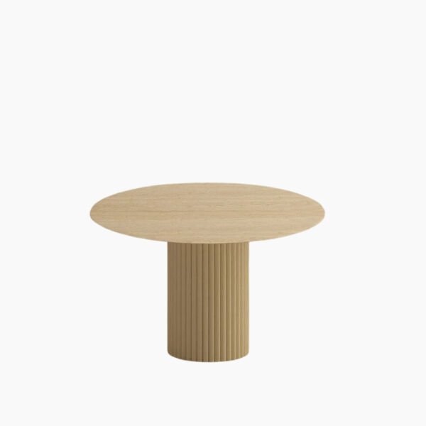 Yuvarlak Traverten Taş Line Masa